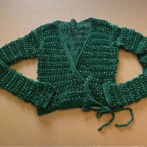 Crocheted beaded cardigan